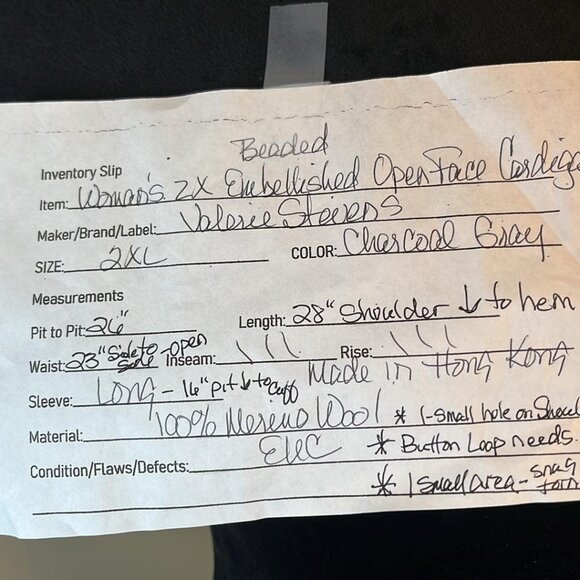 Valerie Stevens Beaded Open Front Gray 2XL Cardigan 100% Merino!!! - Picture 2 of 13